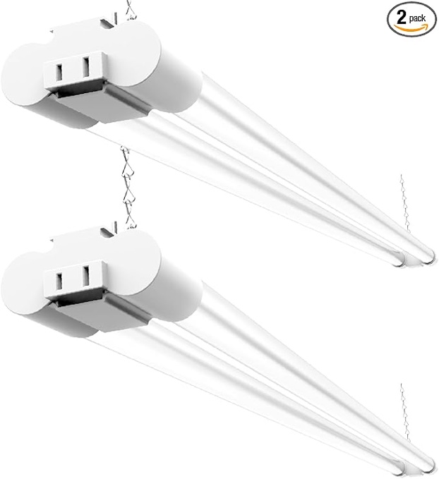 Sunco Linkable LED Utility Shop Light, 4500 LM, 5000K Daylight, 4 FT, 48 Inch Integrated Fixture for Garage, 40W Equivalent 150W, Surface + Suspension Mount, White 2 Pack