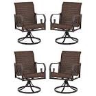 4 Swivel Chairs With Woven Rattan Armrest