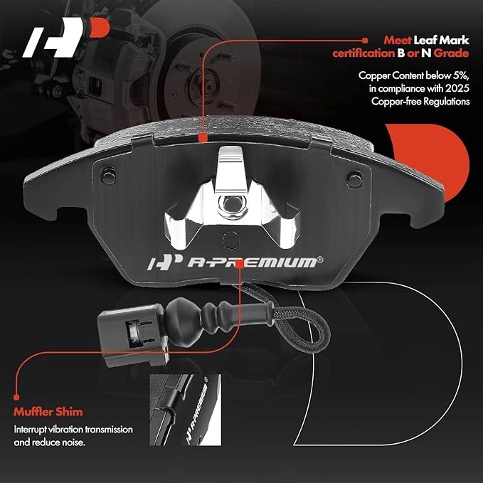 A-premium 11.34 inch (288mm) front vented disc brake rotors