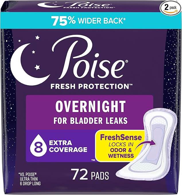 poise fresh protection overnight  36 pads x2