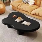39.4 inch Nordic Italian light luxury wind cloud shaped three-legged coffee table, solid wood legs, black