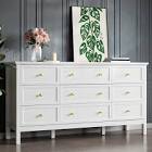 Winston Porter White 9 Drawer Dresser, Modern Dresser With Gold Handles