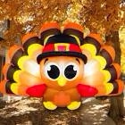 Thanksgiving Inflatable 8 FT Blow Up Turkey Inflatable Big Tail Turkey Baby with Pilgrim Hat