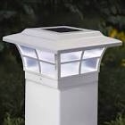 White PVC Solar Powered Integrated LED 5 in. x 5 in. Fence Post Cap Light