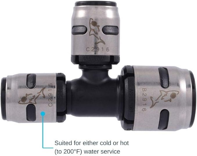 SharkBite 3/4 x 1/2 x 1/2 Inch EvoPEX Reducing Tee, Pack of 3, Push to Connect Plumbing Fitting, PEX, K454Z3