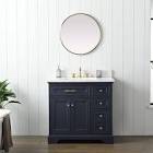 Thompson 36 in. W x 22 in. D Bath Vanity in Indigo Blue with Engineered Stone Top in Carrara White