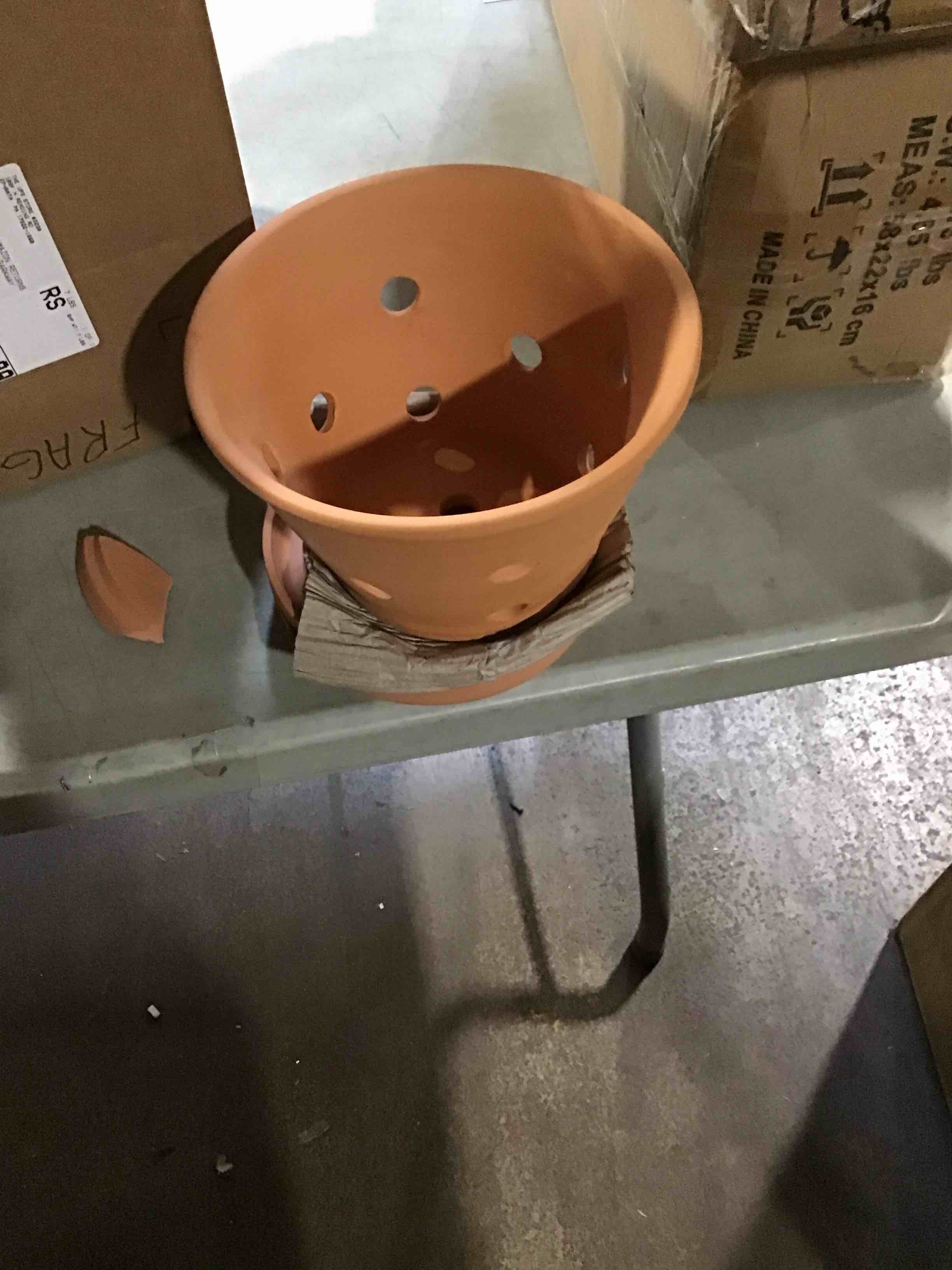 pottery plant holder wit drain dish