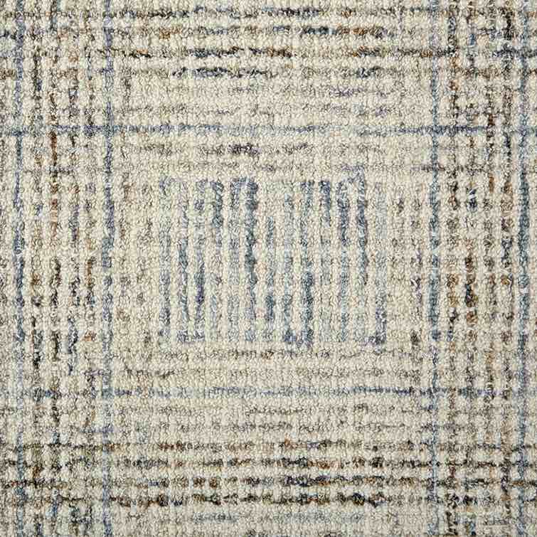 Armando Plaid Hand Tufted Wool/Cotton Gray/Ivory Area Rug