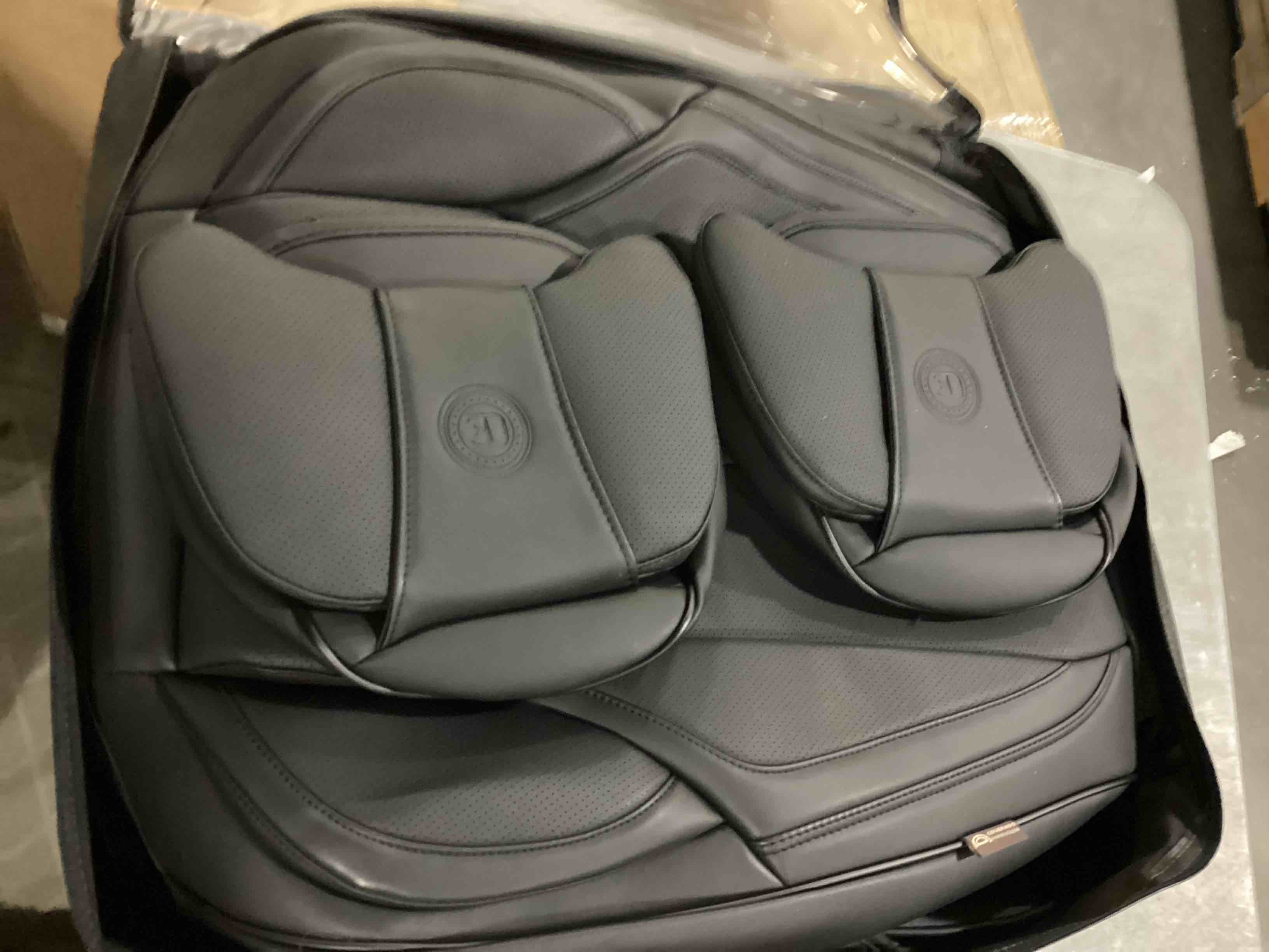 Coverado Car Seat Covers 5 Pieces, Full Set Universal Seat Covers for Cars, Waterproof Nappa Leather Auto Seat Protectors with Head Pillow, Car Interiors Fit for Most Sedans SUV Pick-up Truck, Black