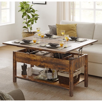 Torron Lift Top Square Coffee Table, 4-in-1 Multi-Function and Large ...