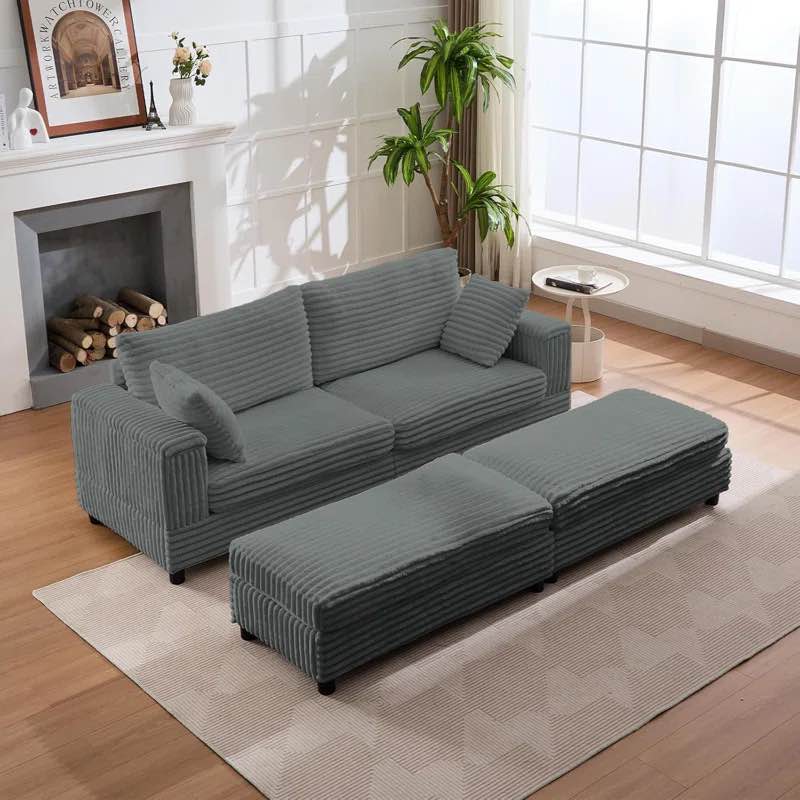 (similar) (incomplete) Latitude Run Chaise Lounge Chair Indoor With Ottoman,85 Inch Upholstered Sofa Bed With Throw Pillows And Storage Armrests, Sleeper Reclining Loveseat,corduroy Comfy Love Seat For Living Room