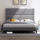 Brithny Linen Upholstered Platform Bed with Height Adjustable Headboard