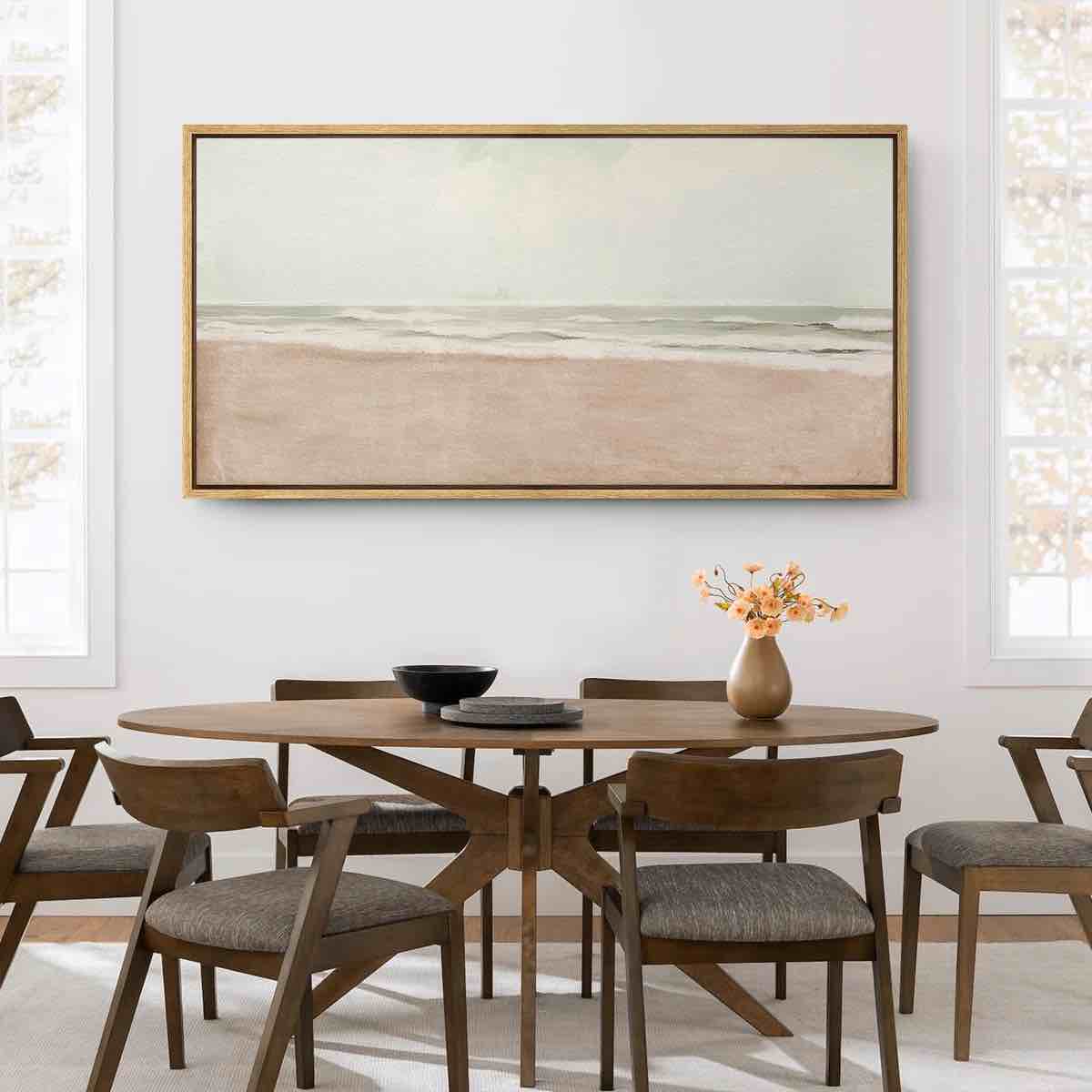 Coastal Beach Serene Shoreline Abstract Beach Framed On Canvas Print