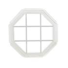 24 in. x 24 in. Fixed Octagon Geometric Vinyl Window with Grids - White