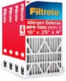 Filtrete 16x25x4 AC Furnace Air Filter, MPR 1000, MERV 11, Fits Lennox & Honeywell Devices, Allergen Defense, Electrostatic Air Cleaning Filter, 4-Pack (actual size 15.88 x 24.56 x 4.31)