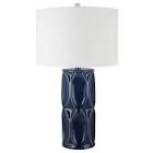 allen + roth 26.5-in Glossy Navy Blue Glaze with Brushed Nickel Led Rotary Socket Table Lamp with Fabric Shade Item #5742776 | Model #LOW30163-1