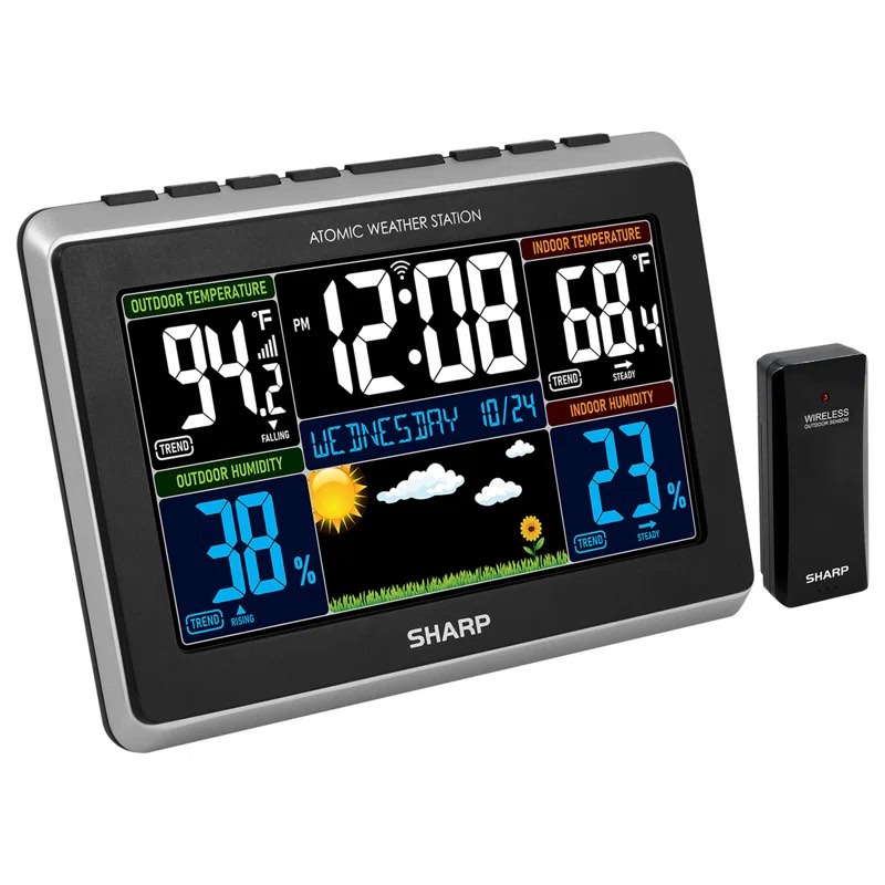 Sharp Digital Tabletop Weather Station Atomic Alarm Clock