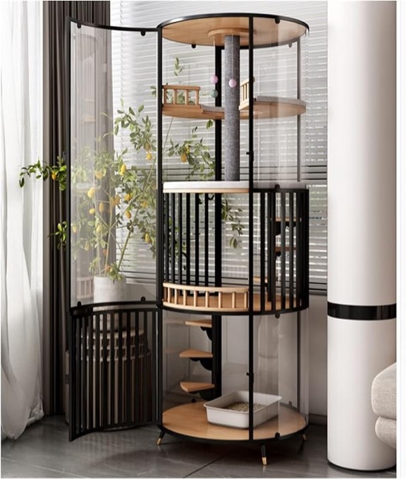 (incomplete)65.8"H Panoramic glass cat cage