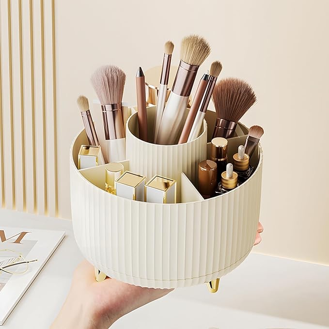 360°Rotate 5 Slots Makeup Brush Holder Organizer