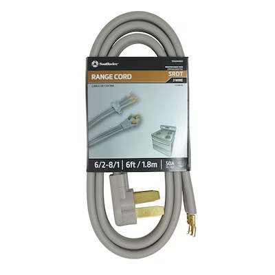 Southwire 6-ft 50 -Amp 3 -Prong Gray Range Appliance Power Cord