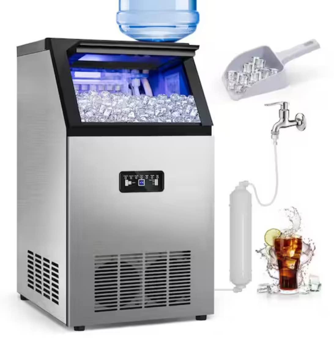(similar) Commercial Ice Maker 100 lb./24H Freestanding Ice Maker Machine with 20 lb. Storage, 2 Water Inlet Modes Stainless Steel