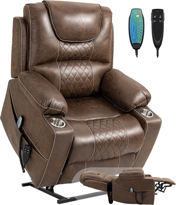 (1 of 3)Faux Air Leather Recliner Chair Of BOX3
