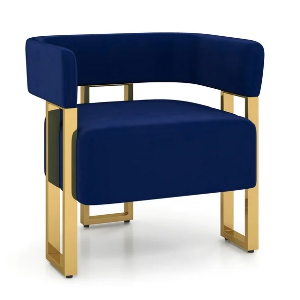 AODAILIHB Round Single Sofa Chair, Modern Velvet Living Room Accent Chair,Upholstered Tufted Barrel Reading Chair for Bed Room, Office, Corner?Blue