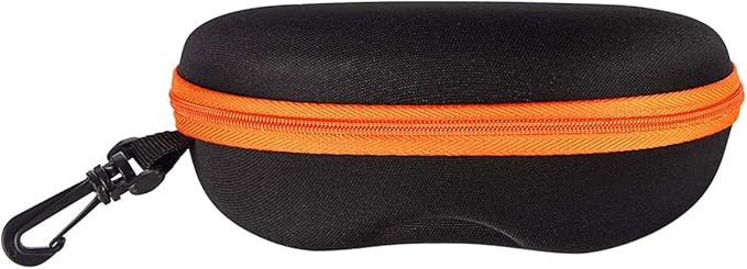 Zipper Shell Sunglasses Glasses Case with Belt Loop, Clip, Plastic Carabiner Hook