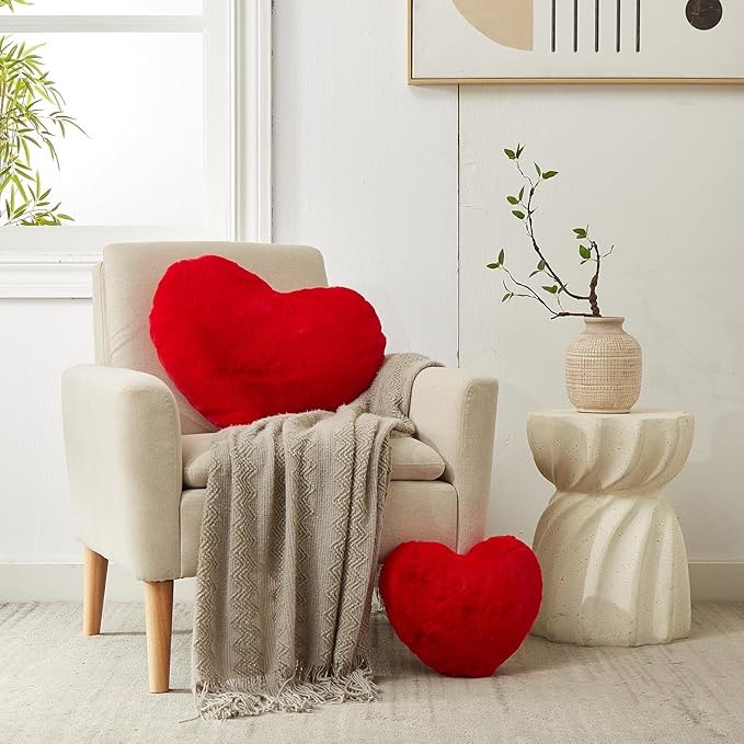 Plush Shaped Hearts Throw Pillow Set Of 2 Red - Room Essentials™