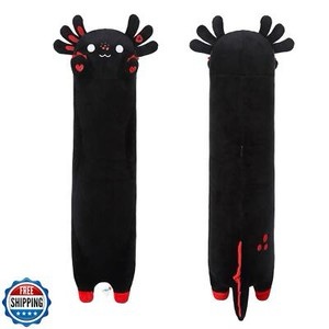 PEACH CAT Long Black Axolotl Plush Pillow Toy Cute Axolotl Stuffed Animal for Kids 27.5"