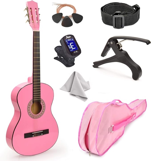 30" Wood Classical Guitar for Kids/Girls/Boys/Beginners (Pink)