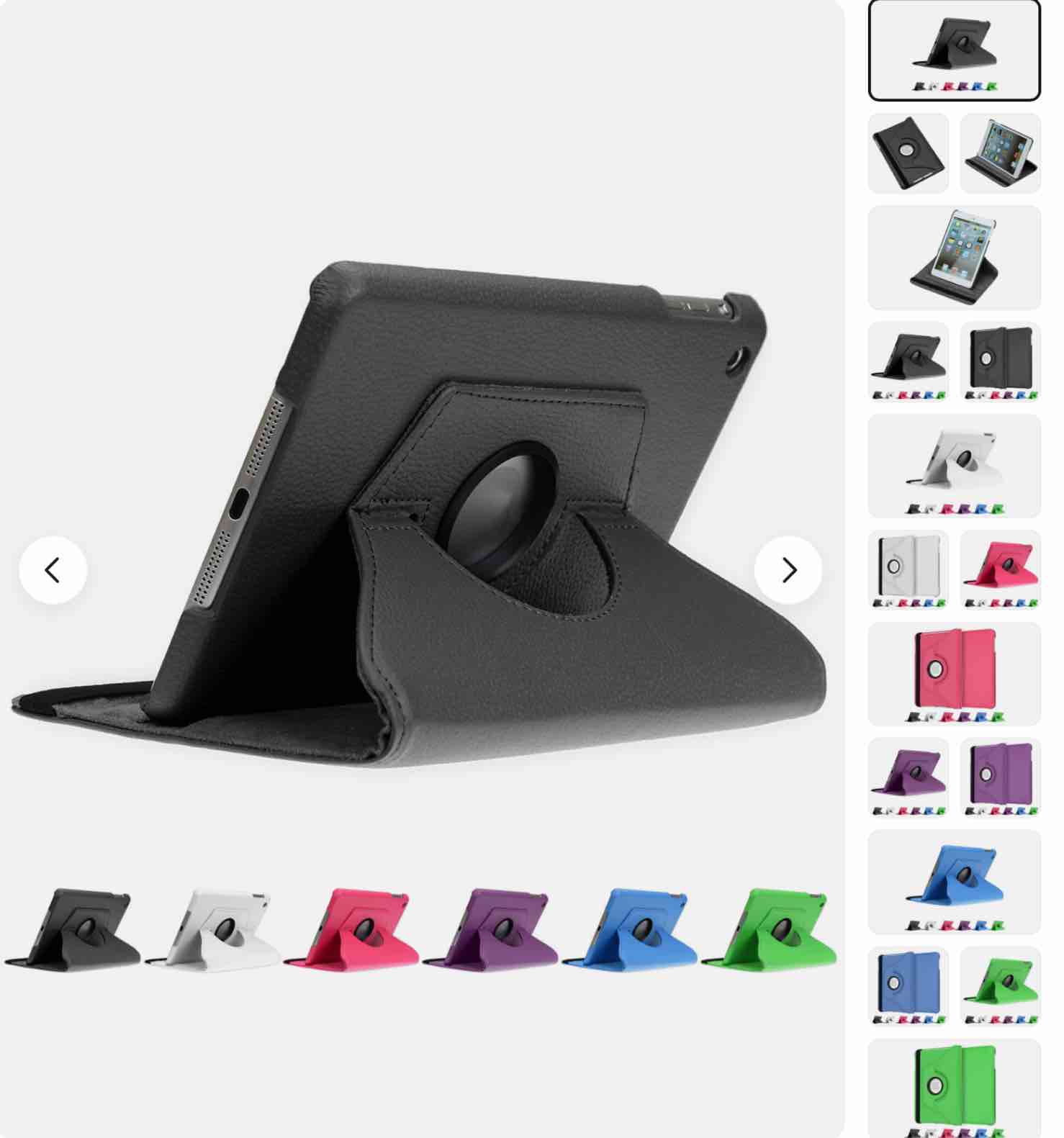 250203 Coveroo 360° Swivel Case IPAD Mini 1 2 3 4 Cover Case Stand Case Film, Black (Box Lot Of 15 Items )