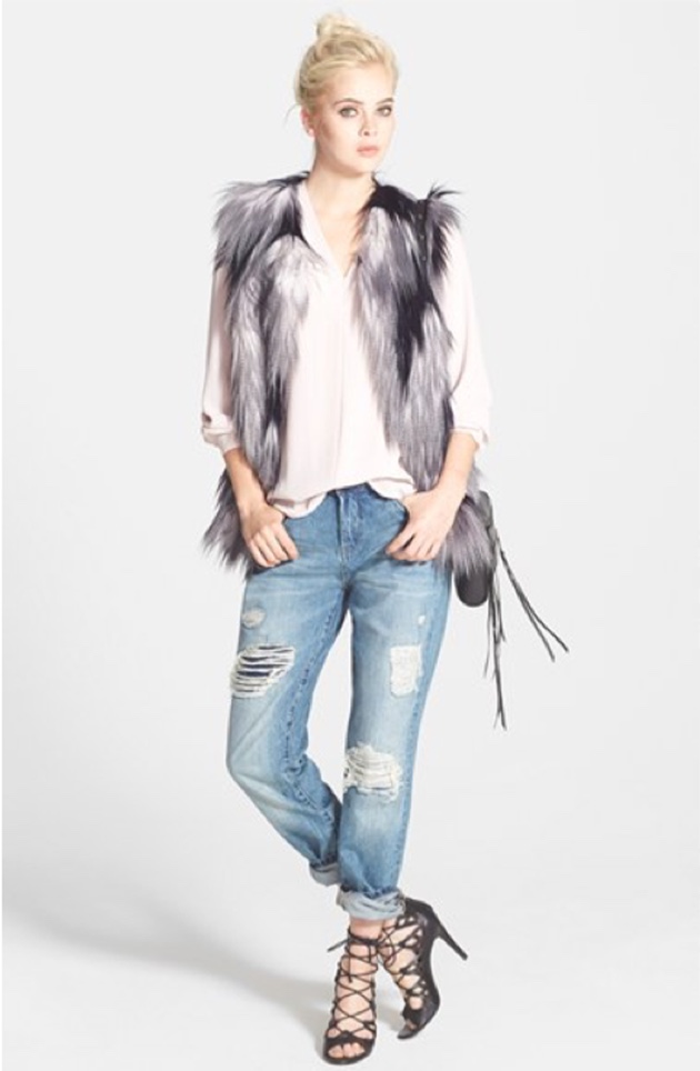 Steve Madden Faux Fur Vest Bkivy M/l