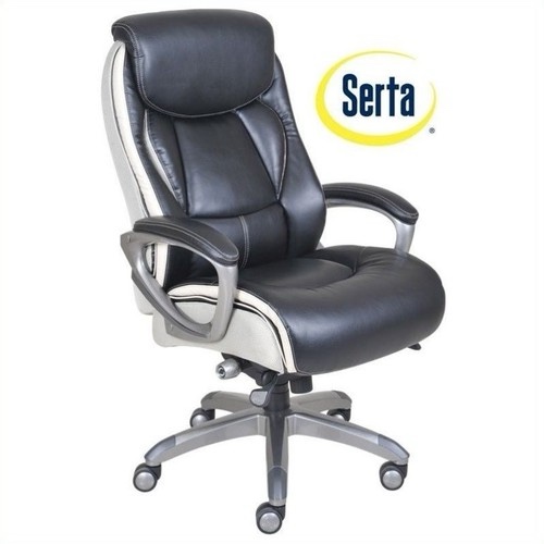 Serta Mid-Back Office Chair With Mesh Accents And Memory Foam, Black