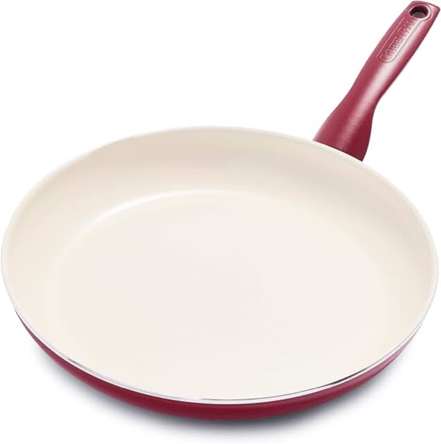 GreenLife Soft Grip Healthy Ceramic Nonstick  Frying Pan/Skillet  12   Red