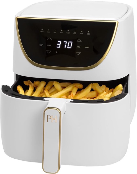 Paris Hilton Air Fryer, Large 6-Quart Capacity, Nonstick Made without PFAS, Touchscreen Display, 8-in-1 (Air Fry, Roast, Broil, Bake, Reheat, Keep Warm, Pizza, Dehydrate), Dishwasher Safe, Pink