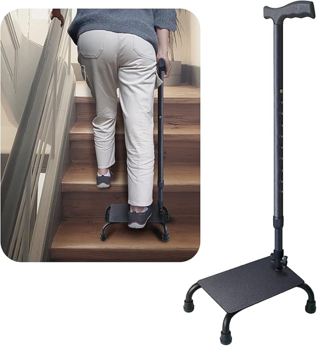 Aliseniors Stair Climbing Cane - Half Step Stair Lifts Seniors Step Helper Walking Sticks for Easy Walking Up and Down Stairs - Adjustable Stair Steady Stairs Assist Aid for Men Women Elderly