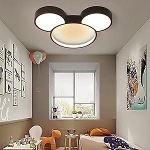 XINDAR Modern LED Ceiling Light Acrylic Cartoon Mickey Mouse Flush Mount Light Stepless Dimming Ceiling Light Fixtures for Kids Room Girls Room Children's Room Boys Room Bedroom