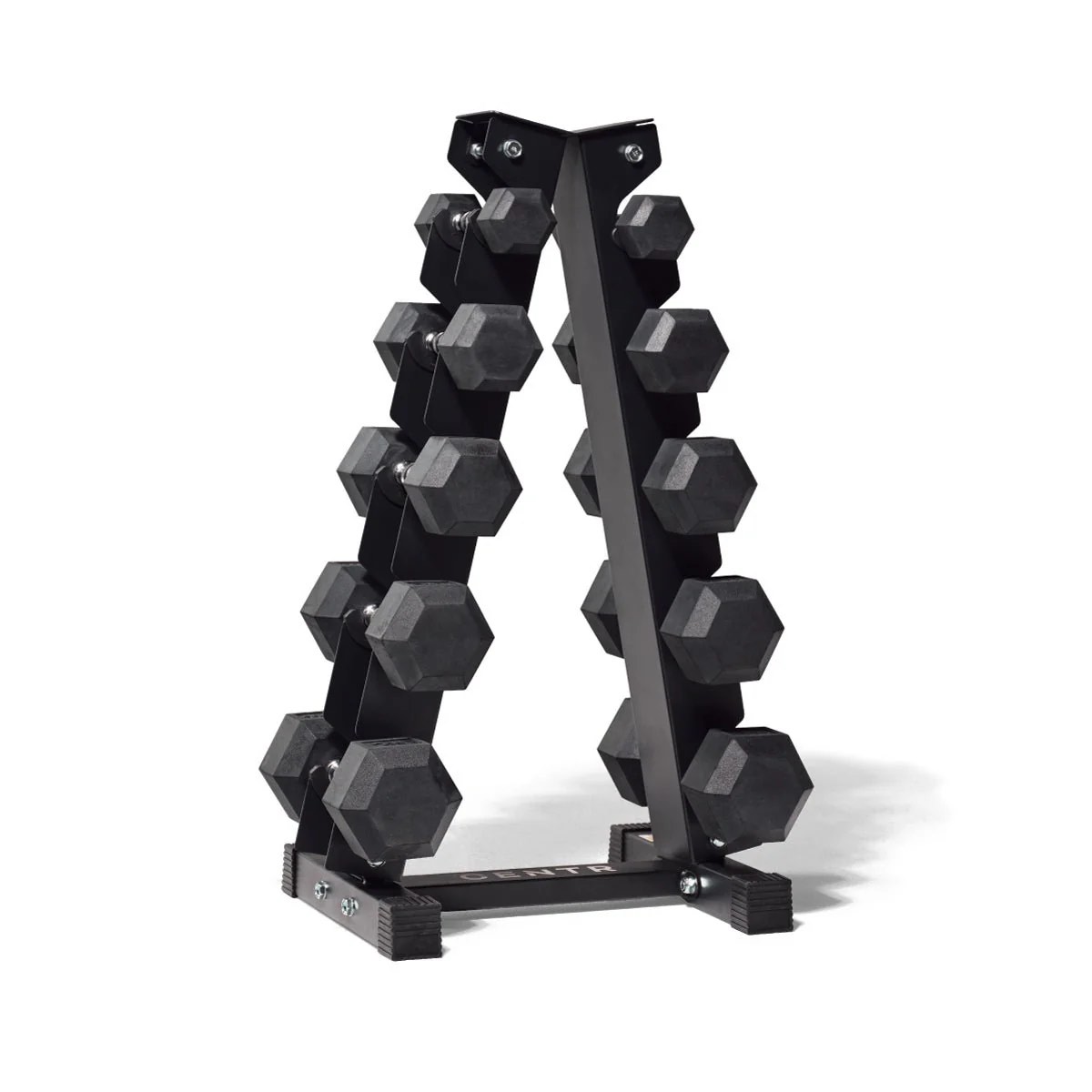 (SEE DESCRIPTION) CENTR 5-25 LB DUMBBELL WEIGHT SET WITH RACK