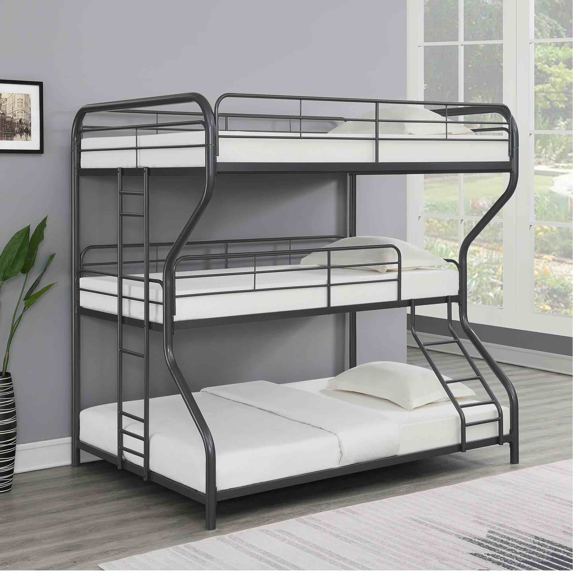 SEE DESCRIPTION Furniture Triple Bunk Bed, FULL/Twin/FULL, black MF293716AAE