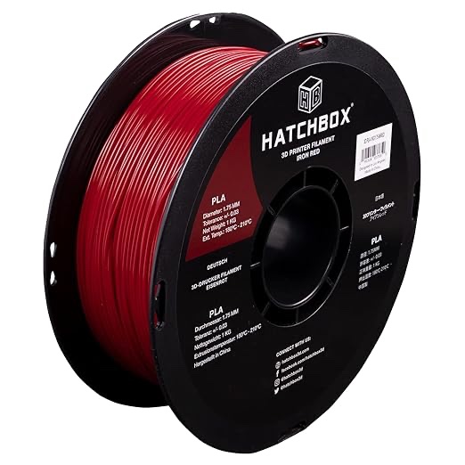 HATCHBOX 1.75mm Iron Red PLA 3D Printer Filament, 1 KG Spool, Dimensional Accuracy +/- 0.03 mm, 3D Printing Filament