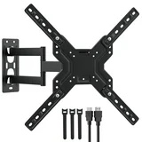 Universal Full Motion TV Wall Mount for Most 26" 32" 40" 43" 50" 55" 56" 60" LED LCD TVs with Swivel, Tilt, Extension, Stud Articulating TV Mount Bracket, Max VESA 400x400mm Holds up to 66 lbs - Black