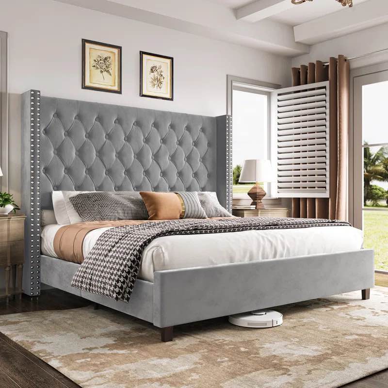 Duluth Tufted Upholstered Low Profile Platform Bed size 1605835*220MM
