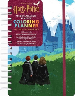 HARRY POTTER MAGICAL MOMENTS IS MONTHS COLORING PLANNER JULY 2024 DECEMBER 2025