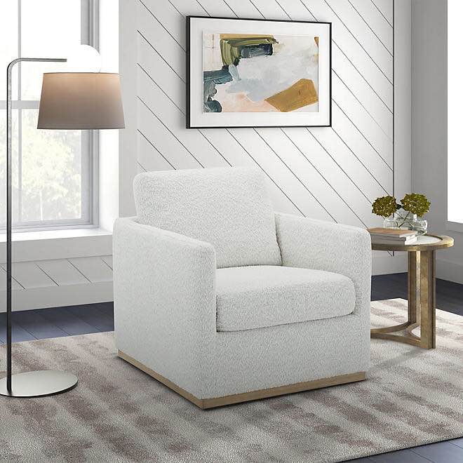 Cole & Rye Boucle Fabric Swivel Chair 