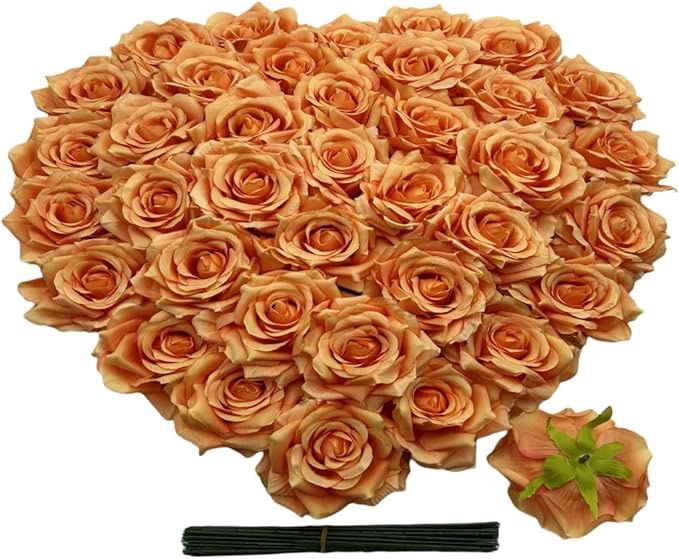 Fake Flower Heads for Craft,3.8" Orange Rose Heads Artificial Flowers,36 Pcs Silk Rose for Wedding Decoration Party Home Decor,DIY Crafts (Black, 3.8) 3.8 Black