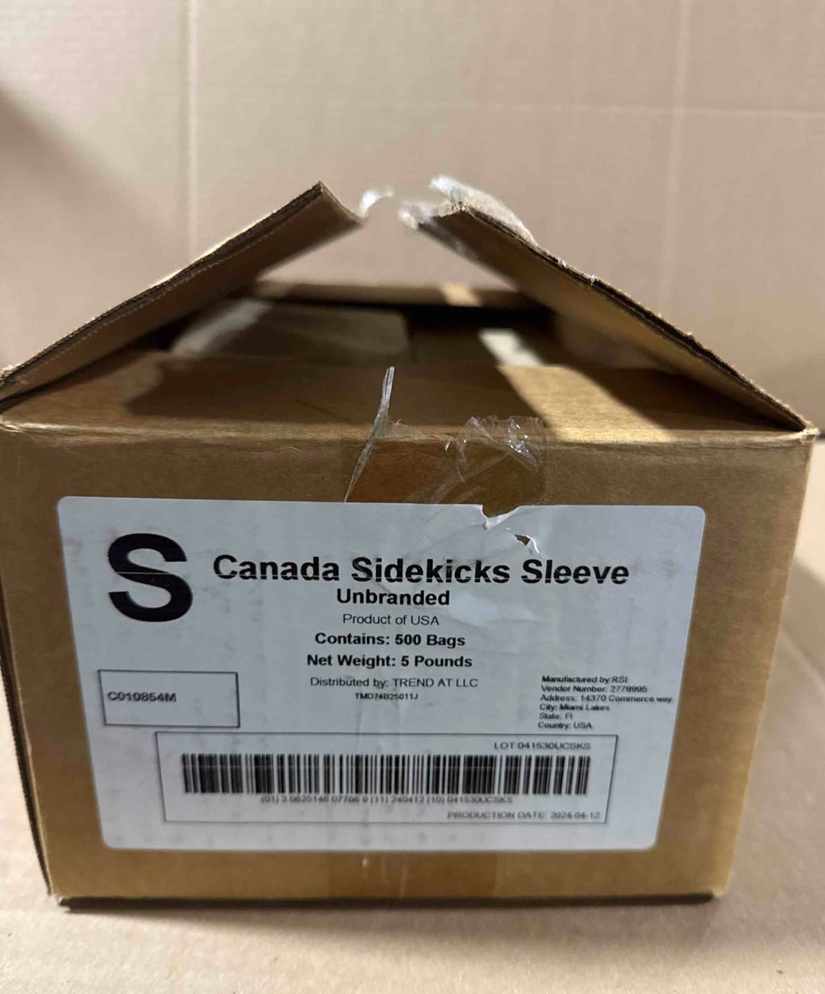 Canada sidekicks sleeve unbranded 500 bag case 