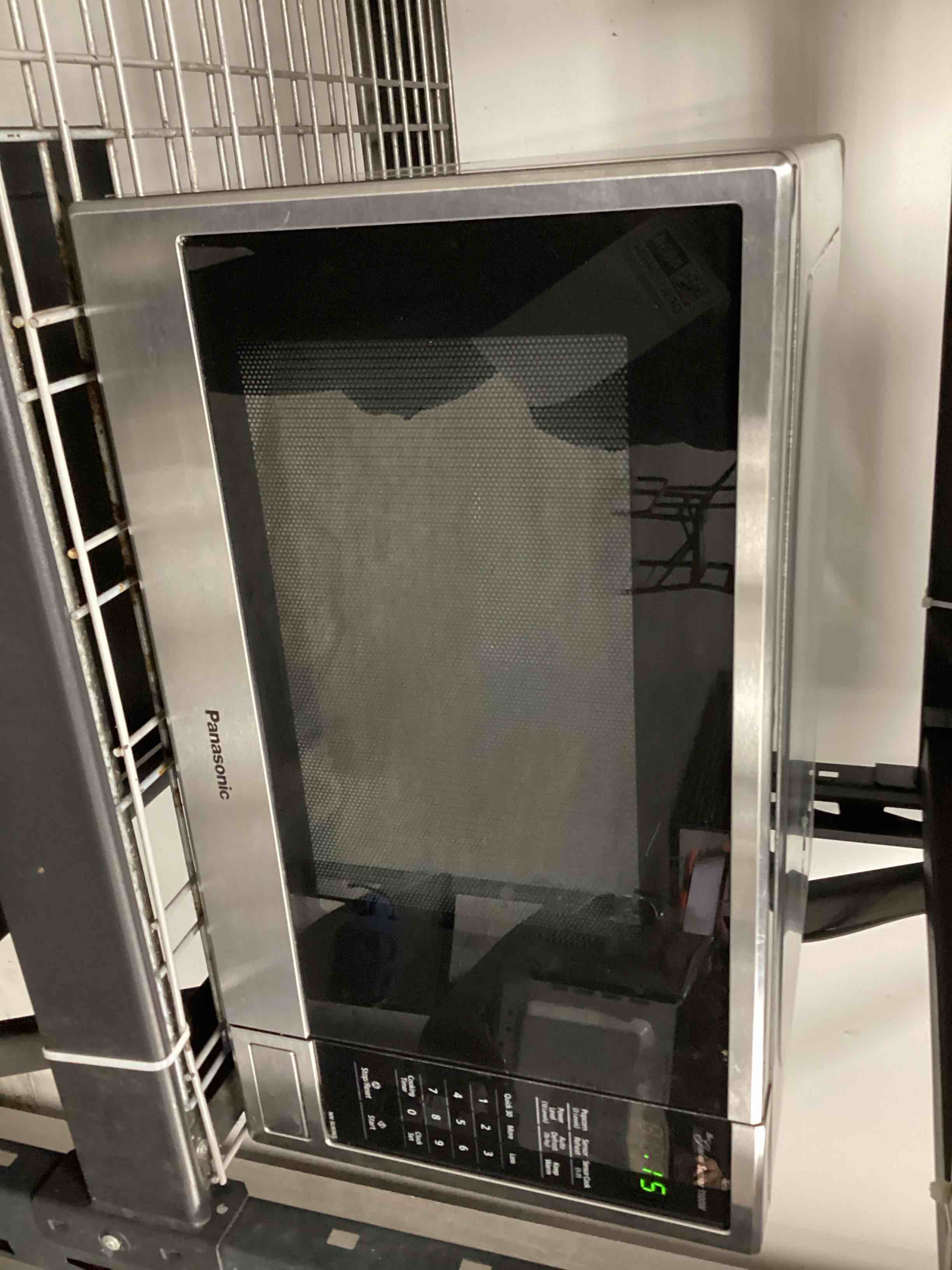 Condition photo showing As Is for Panasonic NN-SU696S Microwave Oven, 1.3 Cft, Stainless Steel/Silver