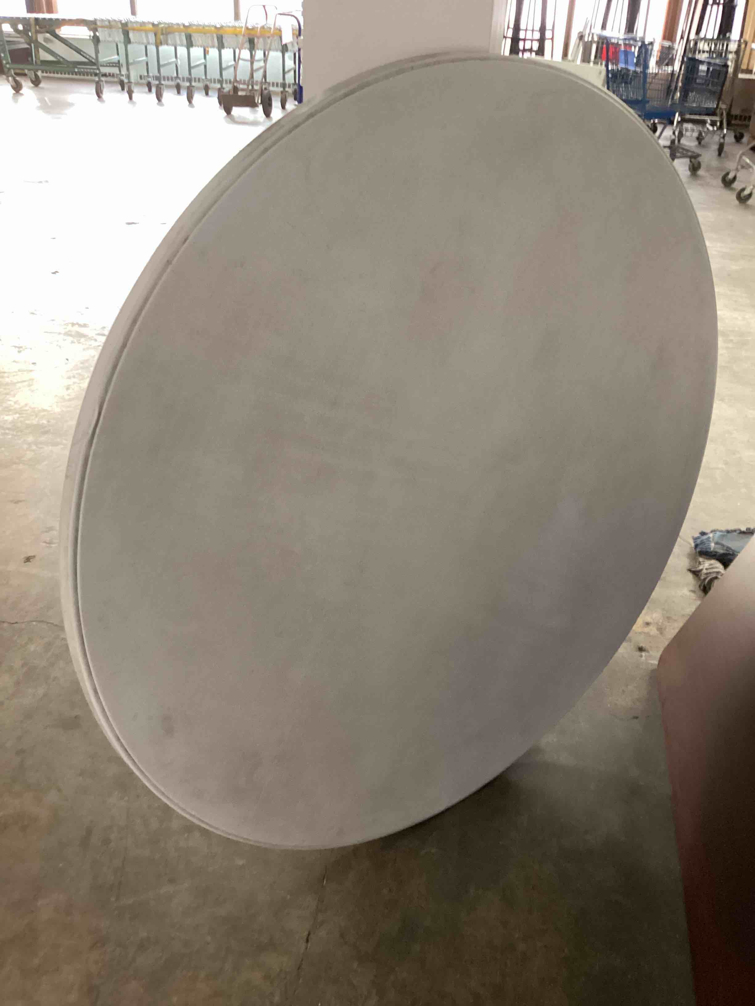 Condition photo showing As Is for Flash Furniture Elon 6' Round All-Occasion Plastic Folding Event Table, Foldable Portable Banquet Table for Indoor/Outdoor Events, White