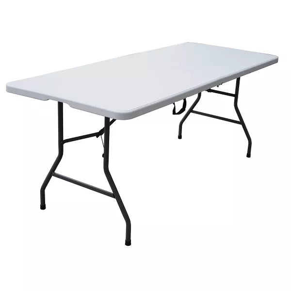5ft Table Plastic Indoor Outdoor Picnic Party Camp Dining Table with Handle, White